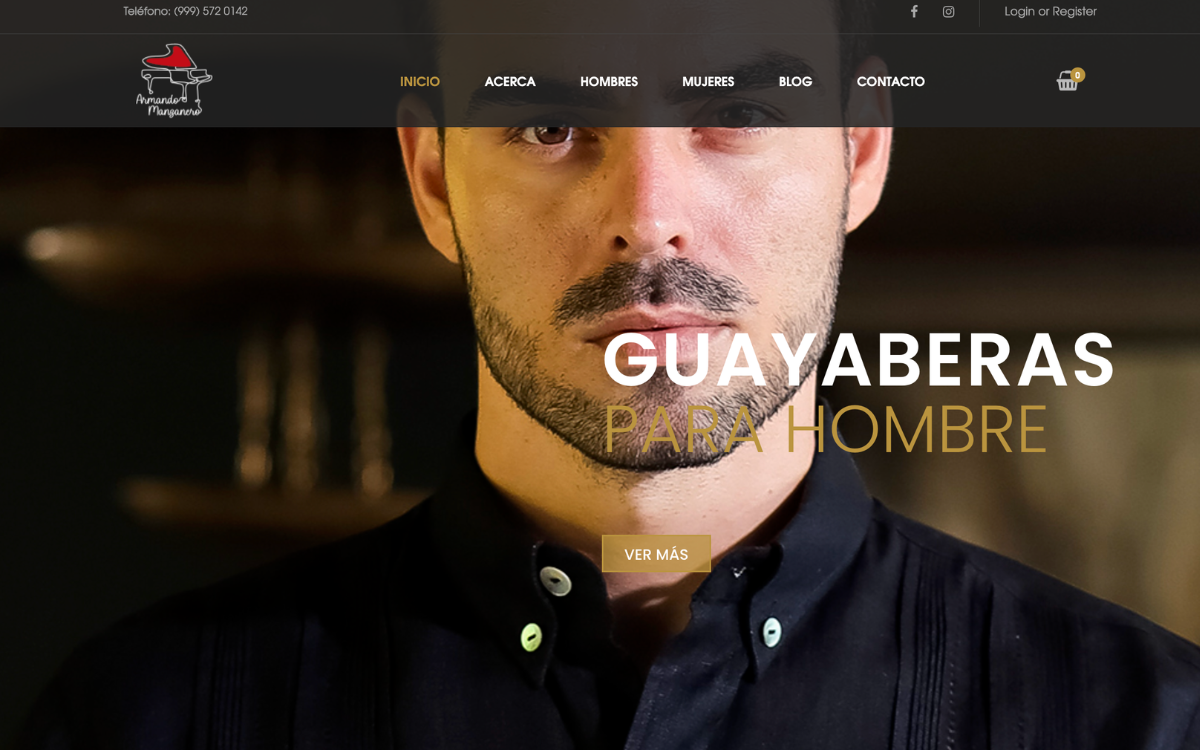 Tienda en línea de Atelier Manzanero con guayaberas de la colección Armando Manzanero