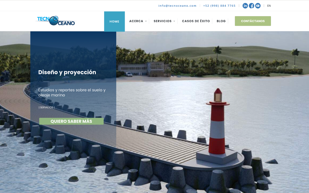 Sitio web de Tecnoceano, ingeniería y estudios marinos