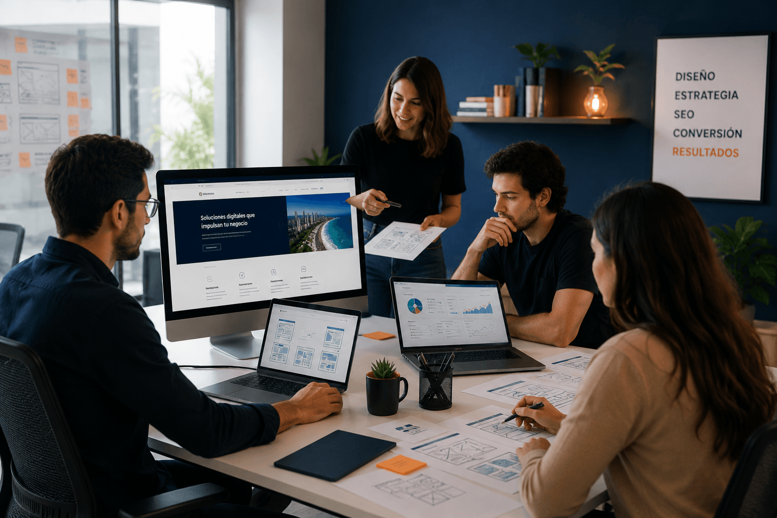 Equipo de estrategia, diseño web y SEO para negocios en Cancún
