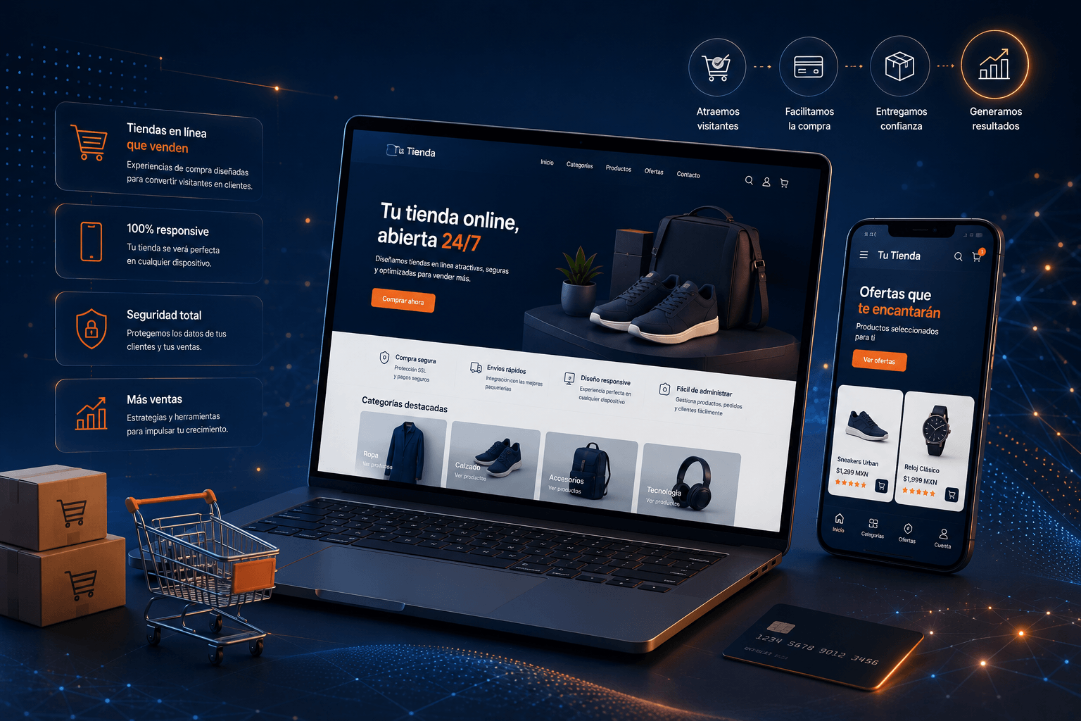 Tienda e-commerce en Cancún con carrito de compras y experiencia responsive